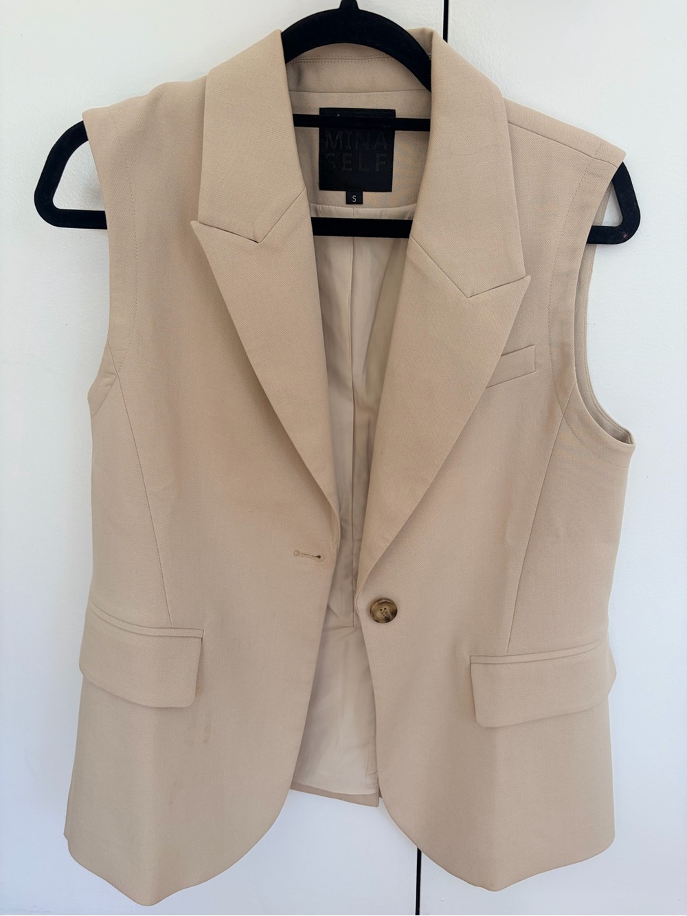 Sleeveless Tailored Vest - Beige